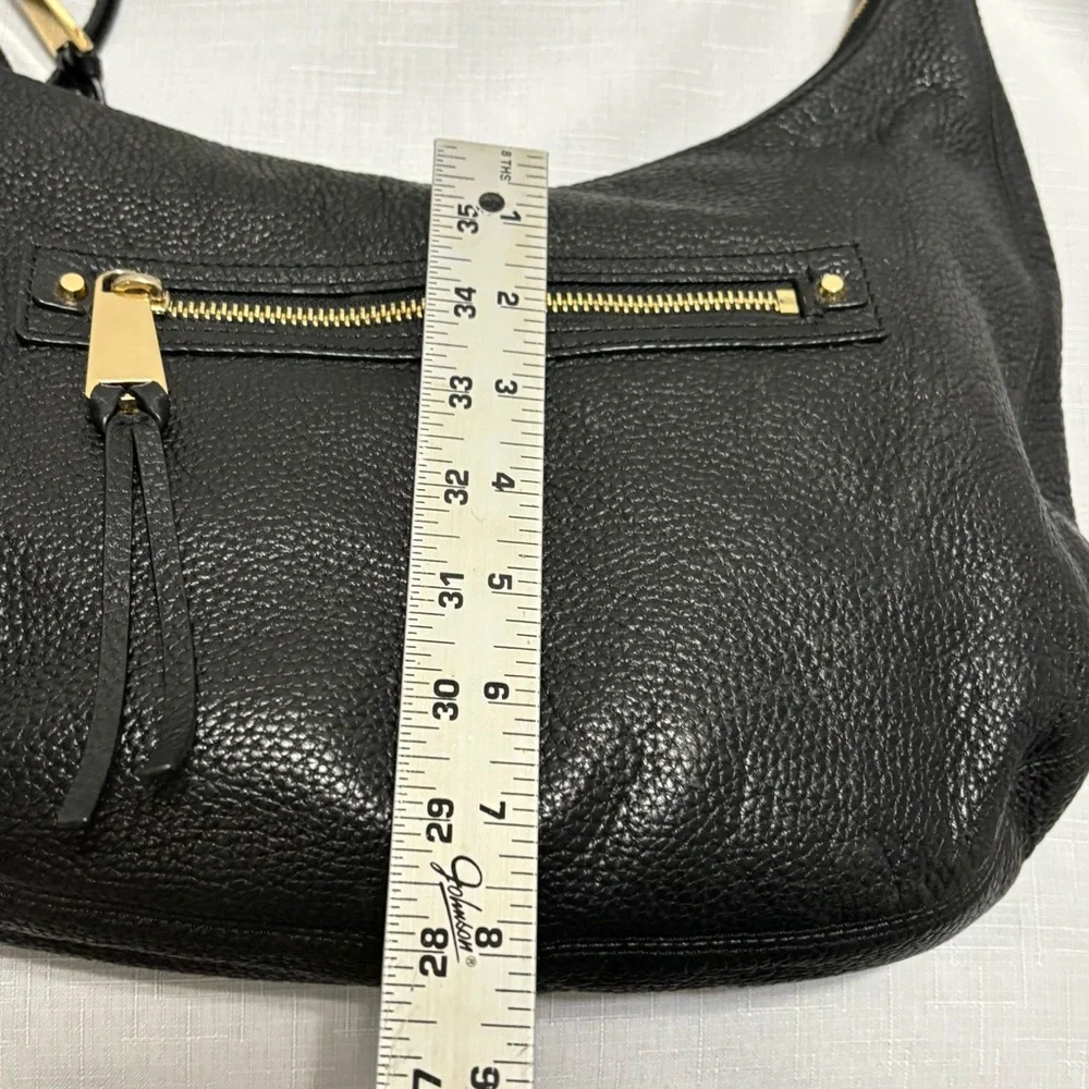 Michael Kors Black Leather Hobo Bag with Gold Accents - Picture 8 of 15